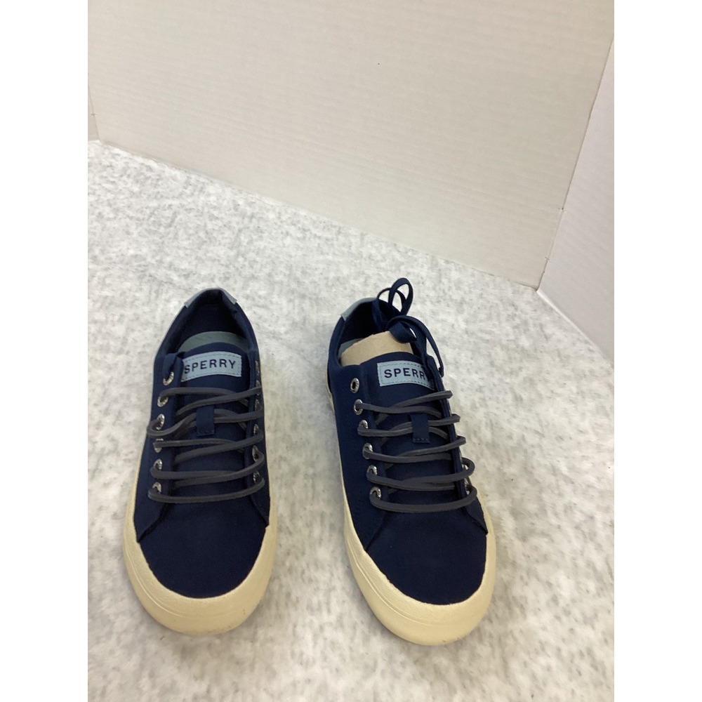 Sperry Mens Striper II LTT SeaCycled Navy‎ Canvas Sneakers STS25435 Size 4.5M